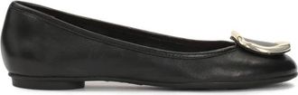 Kazar Zwarte leren ballerinas met grote metalen versiering - Dames - Ballerinas - Zwart - 35 EU - Leer - Schoenen