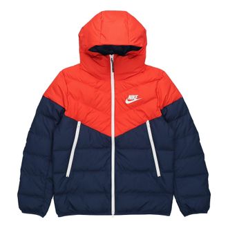 Nike Mens Nike Logo Hooded Jacket Down Jacket Colorblock CU0226-673