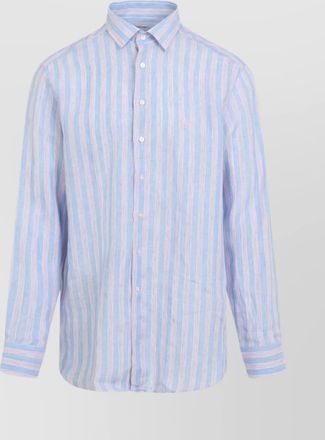 Etro striped linen shirt cuffed sleeves