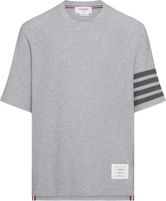 Thom Browne piqu&eacute; 4-Bar T-shirt - men - Cotton - 0 - Grey
