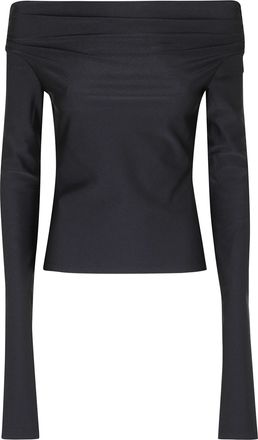 Andamane Black Wallis Long-Sleeved Off-Shoulder Top