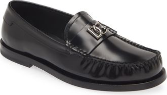Dolce & Gabbana Logo Moc Toe Loafer in Nero at Nordstrom, Size 37