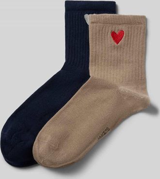 Jake*s Casual Socken mit Label-Print im 2er-Pack in Taupe, Gr&ouml;&szlig;e 35-38