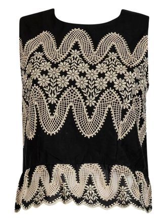 Derhy embroidered sleeveless top - Black