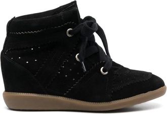 Isabel Marant Black Lace Up Wedge Sneakers