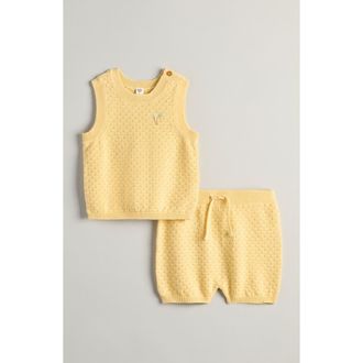 Nordstrom Sweater Tank & Shorts Set in Yellow Sunlight Palm Treesdnu at Nordstrom, Size 12M