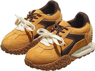 Generic Women Thick Soled Hidden Heel Sneakers Casual and Versatile Breathable and Anti Slip Sports Shoes (Yellow,5.5)