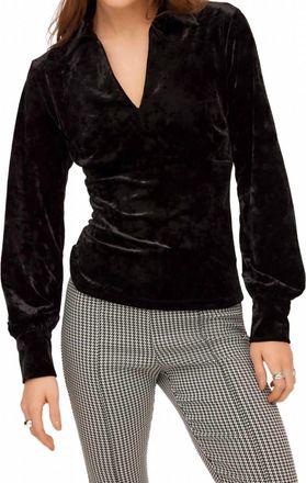 Fifteen Twenty Bianca Collared Shirred Top In Black
