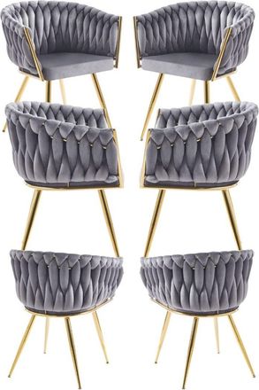 Regalos Miguel Packs Sillas Comedor - Pack 6 Sillas Widny Golden Terciopelo - Gris Oscuro