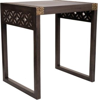 Wanderlust Deco Mesa de madera y metal gris 49,5x40x54,5