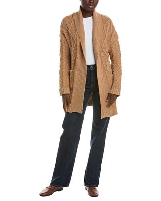525 america Shawl Collar Cable Wool-Blend Cardigan