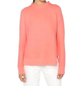 Kinross Cashmere Garter Funnel Sweater In Coral