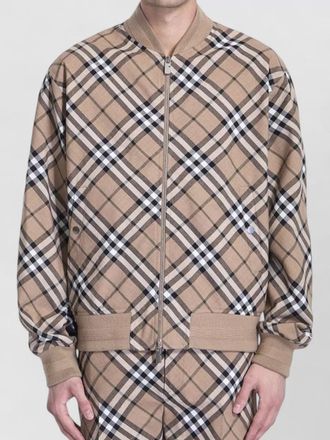 Burberry checked jacket ribbed cuffs side pockets hem