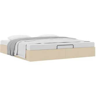 vidaXL Estructura De Cama Otomana Sin Colch&oacute;n Tela Crema 160x200cm Vidaxl