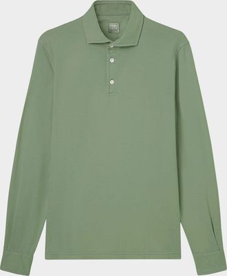 Fedeli Mens Giza Cotton Long-Sleeve Pique Polo Shirt