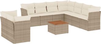 vidaXL Set De Sof&aacute;s De Jard&iacute;n 11pzas Con Cojines Rat&aacute;n Sint&eacute;tico Beige Vidaxl