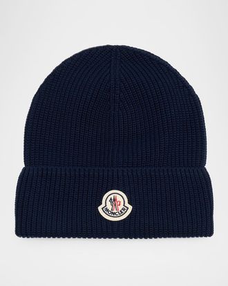 Moncler Mens Ribbed Cotton Beanie