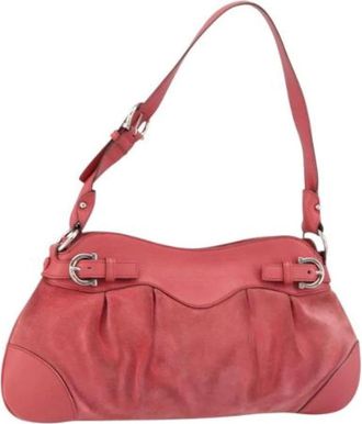 Ferragamo Pre-owned Shoulder Bags, female, Pink, Size: ONE SIZE Pre-owned Suede Shoulder Bag