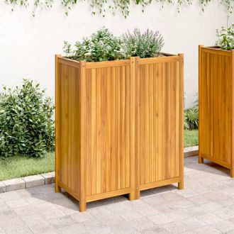 Berkfield Home Beautiful Garden Planter with Liner 84x42x100 cm Solid Wood Acacia in Brown | Size: 84 x 42 x 100 cm
