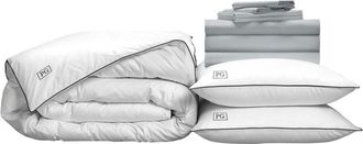 Pillow Guy Classic Cool & Crisp 100% Cotton Percale, White Down Perfect Bedding Bundle