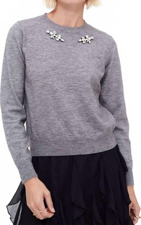 Wild Pony Rhinestone Applique Sweater In Grey