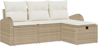 vidaXL Garden Sofa Set with Cushion 4 pcs Beige Poly rattan Vidaxl