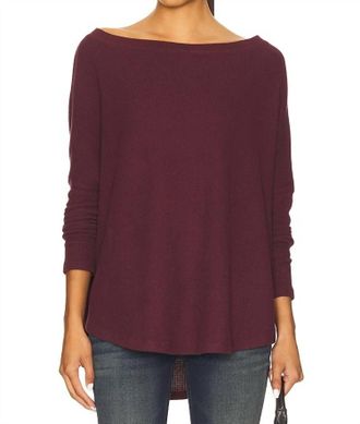 Free People Latte Blues Solid Thermal Top In Chocolate Grape