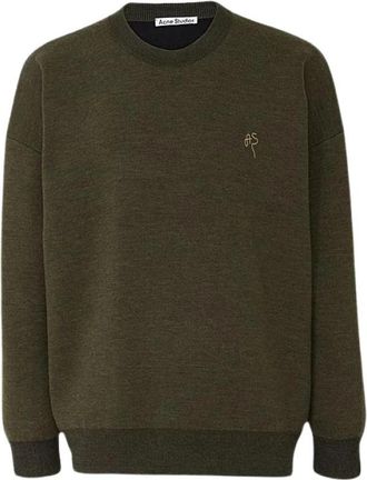 Acne Studios Lange mouwen trui - Heren - Ronde hals truien - Groen - M - Katoen - Truien & Vesten