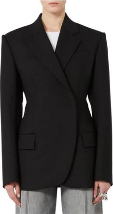Sportmax 2612041091600 Elegant Jassen - Dames - Blazers - Zwart - XS - Leer - Jassen
