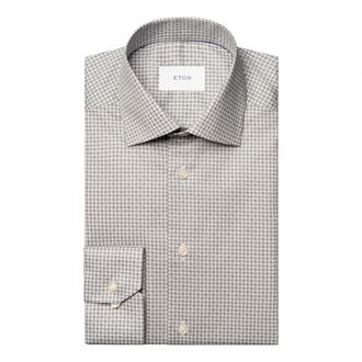 Eton Micro Print Slim Fit Signature Twill Overhemd - Heren - Zakelijke Overhemden - Grijs - 3XL - Katoen - Overhemden