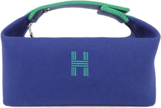 Herm&egrave;s Silver Canvas Pouch (Pre-Owned)