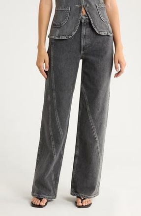 Rails Getty High Waist Twist Seam Wide Leg Jeans in Washed Charcoal at Nordstrom Rack, Size 24