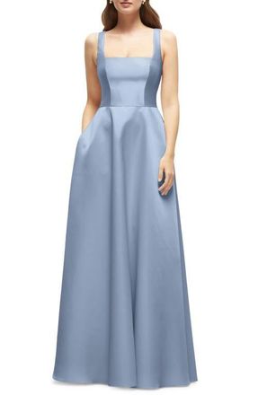 The Dessy Group Sleeveless Satin Gown in Cloudy at Nordstrom, Size 10