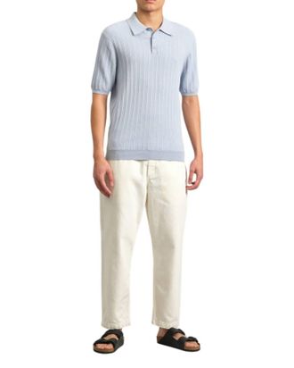 Wax London Naples Vertical Knit Pattern Polo In Blue