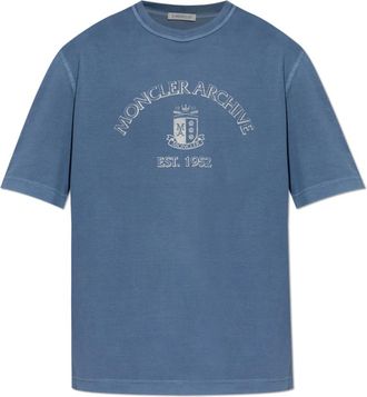 Moncler Logo T-Shirt - Heren - T-shirts - Blauw - M - Katoen - Tops