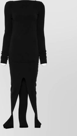 Rick Owens ribbed boat neck long sleeve maxi dress