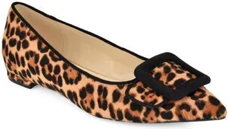 Nine West Jesike Genuine Calf Hair Flat in Leopard at Nordstrom, Size 10.5