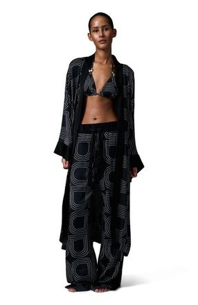 Day Birger Et Mikkelsen Rani Geometric Print Maxi Length Robe in Black at Nordstrom, Size Medium