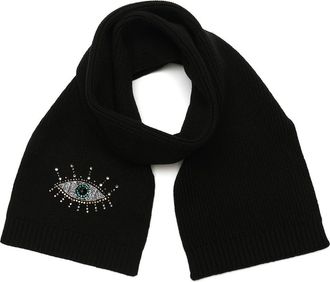 Kurt Geiger Evil Eye Crystal Embellished Scarf in Black at Nordstrom