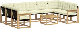 vidaXL Conjunto De Sof&aacute;s De Exterior 10 Uds. Blanco Y Crema Vidaxl