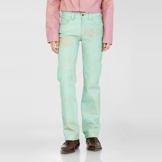 Diesel Pants in treated leather - Pants - Woman - Green