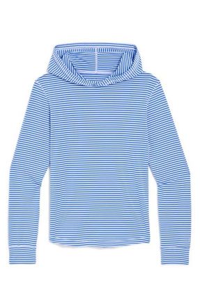 Vineyard Vines Moisture Wicking UPF 50+ Hoodie in Stripe- Blue/White at Nordstrom, Size Xx-Small