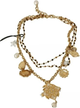 Dolce & Gabbana Necklaces, female, Yellow, Size: ONE SIZE Floral Charms Statement Necklace