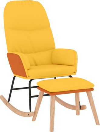 vidaXL Silla Mecedora Con Reposapi&eacute;s Tela Amarillo Mostaza Vidaxl