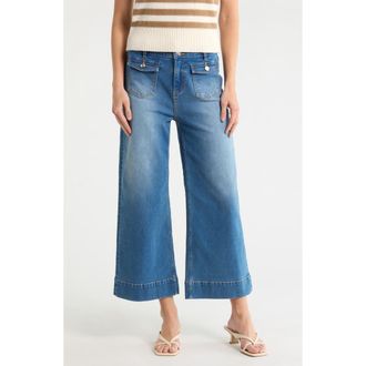 Vigoss Dylan Braid Waist Wide Leg Jeans in Med Wash at Nordstrom Rack, Size 28