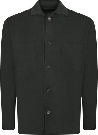 Dell'Oglio Mandarin Collar Overshirt - Heren - Casual Overhemden - Groen - XL - Overhemden