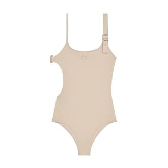 Courr&egrave;ges One-piece, female, Beige, Size: S Buckle Swimsuit