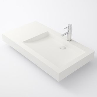 Ambra Ambra - Lavabo De Ba&ntilde;o Suspendido Blanco De 80 Cm, En Solidsurface - Passoa D