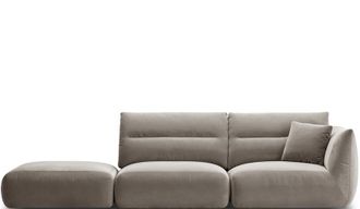 CXL by Christian Lacroix 4-Sitzer Designer Sofa Maurie mit Ottomane - Samtbezug Concrete Grau