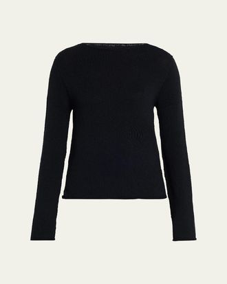 The Row Omiko Cotton-Linen Knit Long-Sleeve Top